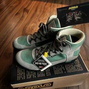 Asolo Green and Gray Boots with Suede Texture